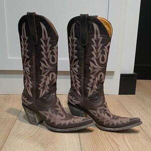 Old Gringo Sharon Dark Brown Embroidered Heeled Boots